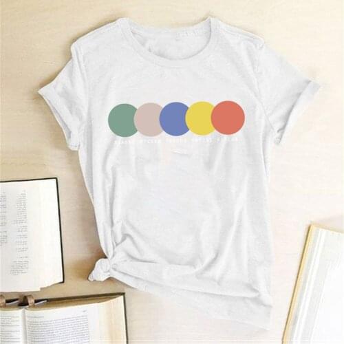 Colorful Circles Printing T-shirts Women Summer Graphic T Shirts Cotton Aesthetic Clothes Streetwear Short Sleeve Harajuku Top