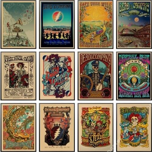 Grateful Dead Psychedelic rock band abstract illustration vintage kraft poster coffee bar vintage poster