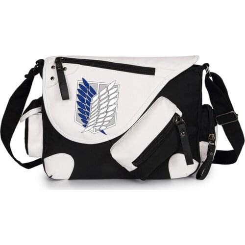 Attack on Titan Wings Freedom Canvas Casual Zipper Shoulder Bag Crossbody Bags Schoolbags Messenger Gift