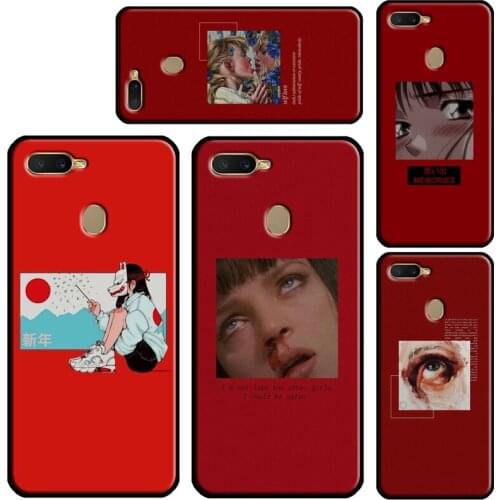 Red Aesthetics Illustration Phone Case For OPPO A91 A15 A5 A9 A53 A31 2020 A5S A3S A1K A52 A72 F5 F7 Reno 2 Z 4 Pro