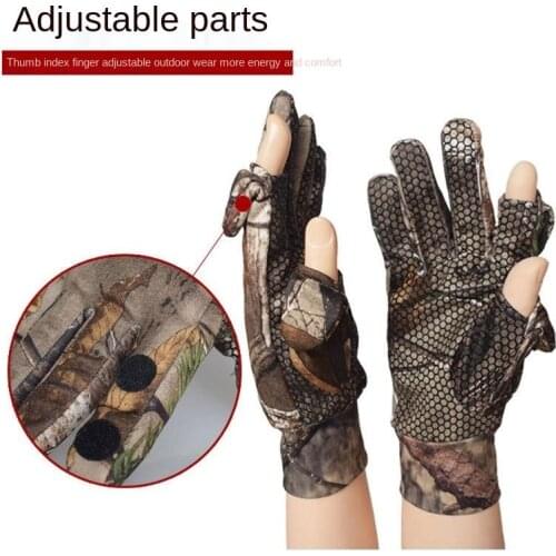 Cool Fishing Camouflage Gloves Fashion Men and Women Leaking Finger Silicone Printed Anti-Slip Sports Cycling Gloves