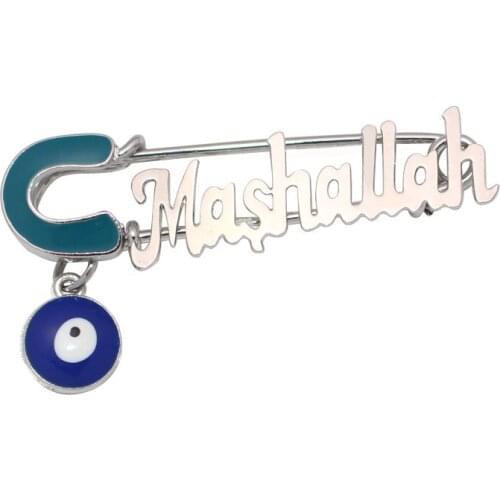 Turkish evil eye Mashallah Stainless Steel brooch islam muslim small Baby Pin