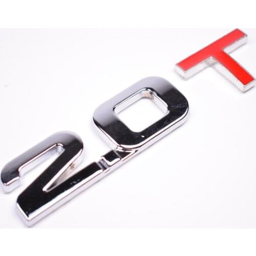 Metal Silver 3D 2.0T Car Rear Trunk Emblem Badge Sticker Fit For Jetta Passat Golf GTI 2.0T Boot Decal Auto Accessories
