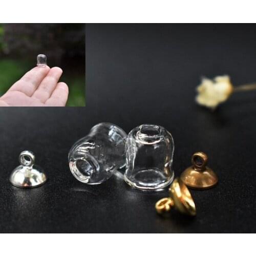 Cute Mini Milk Bottle Shape Empty Glass Bottles Pendant Charms Vials Wish Bottle Clear Globe Bubble Crystal Orbs W/ Free Caps