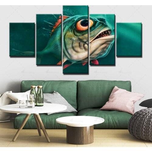 Modular Hd Prints Fishing Hook Picture Home Decoration Paintings Canvas Animal Poster Wall Art For 5 Set Living Room Framework