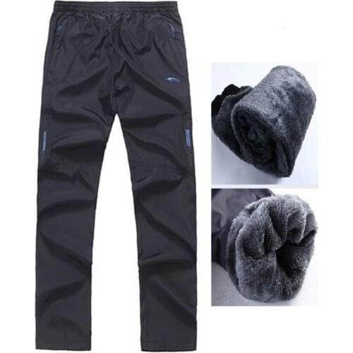 Men Winter Hot Pants Straight Fleece Thick Pants Elastic Waist Zipper joggers Weight Sportswear Sweatpants Trousers 4XL 5XL 6XL