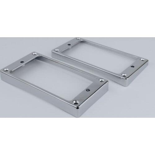 Guyker Curved Bottom Metal Humbucker Pickup Mounting Ring Set - Bridge and Neck Pickups Cover Frame with Les Paul LP Style Bass