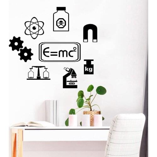 Science Wall Stickers School Classroom Window Wall Decoration Modern Chemistry Pattern Vinyl Boys Room Interior Wall Decals Z529