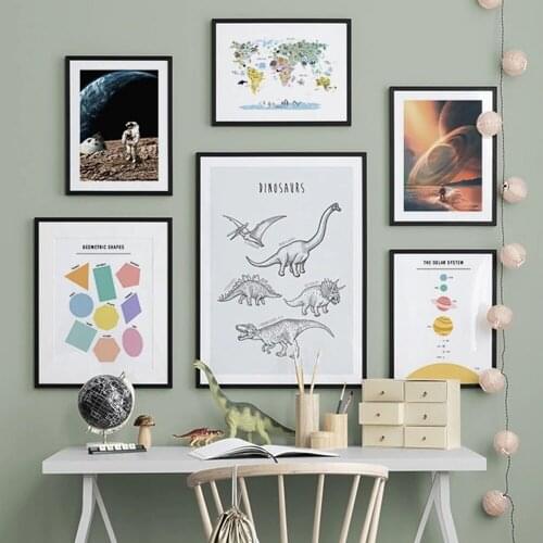 Space Dreamer Gallery Wall Art Canvas Painting Geometric Dinosaur Nordic Posters and Prints Decor Picture Modern Home Decoration