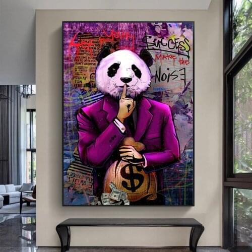 Panda Art Poster Hush Canvas Painting Modern Fashion Wall Art Funny Animal Picture On The Wall Loft Frameless Prints