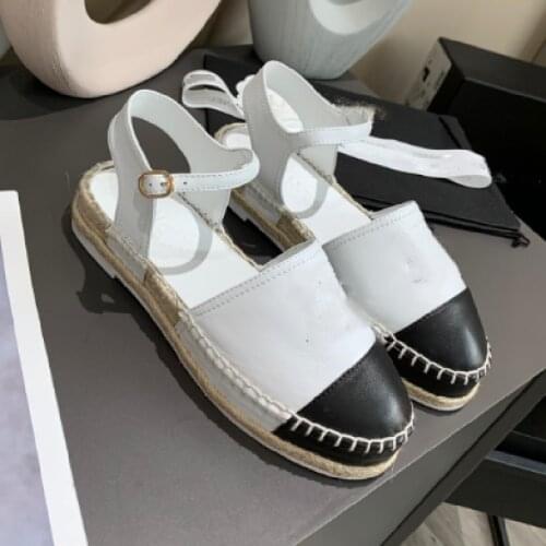 Strap Buckle Sandals Mixed Color Beach Sandals Embroidery Roman Sandals Round Toe Fisherman Shoes Hemp Rope Womens Shoes