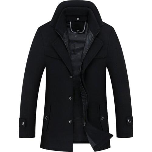 Woolen Trench Coat business male solid Overcoat high quality Long Jackets 23XL Tops 2020 Autumn Winter Men Casual