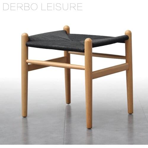 Modern Classic Design Solid Ash Wood Dining chair Stool rattan seat hand weave fashion loft furniture stool makeup low stool 1PC