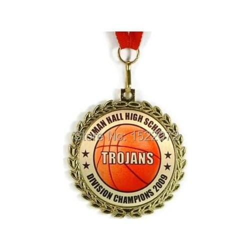 High quality and low price Customized Team Basketball Medal Award Neck Ribbon hot sales sports medal custom cheap custom medals