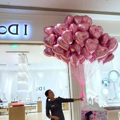 Pearl Pink Heart Foil Balloons 30pcs/lot 18inch Love Helium Globos Wedding Birthday Party Decoration Marriage Supplies Orbs