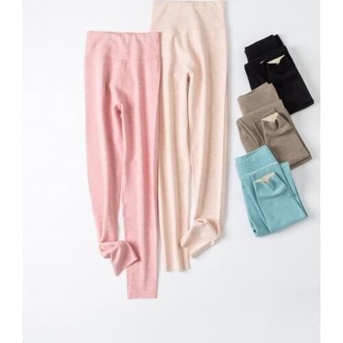 Women Slim Faux Suede Leggings High Waist Fitness Skinny Pencil Pants Fleece-Lined Thickened Long Johns Leggings Fall/winter