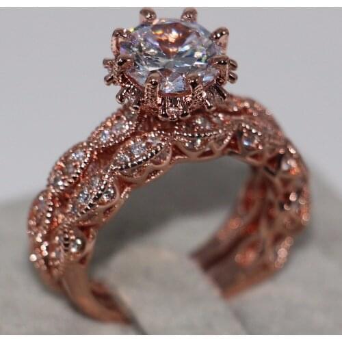 2017 New Arrival Top Sell Fashion Jewelry 925 Silver Round Cut White 5A CZ Birthstone Wedding Women Bridal Ring for Lovers gift