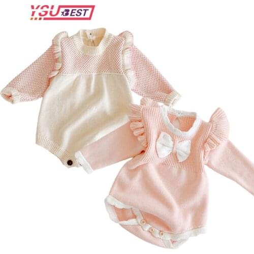 Winter Baby Knitting Romper Princess Baby Jumpsuit Woolen Soft Long Sleeve Newborn Baby Boys Girls One-pieces Cute Baby Clothes