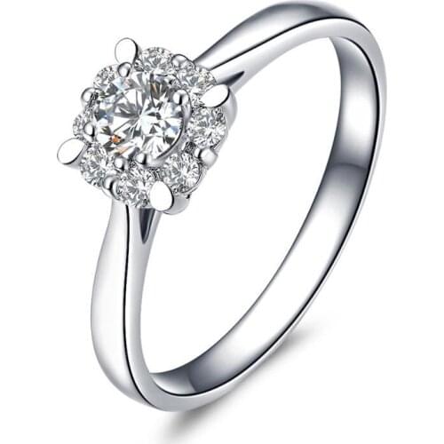 ZOCAI Women 18K Gold Ring 0.081 CT Certified H/ SI Diamond Choker Engagement Ring 18K White Gold (Au750) W80152T