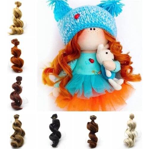 1piece BJD Doll Accessories 15*100cm High Temperature Fiber Screw Curly Hair Extensions for Russian Cloth Dolls DIY Hair Wigs