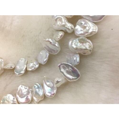 12-16MM Rare Natural White South Sea Baroque Pearl 15 "AAAA