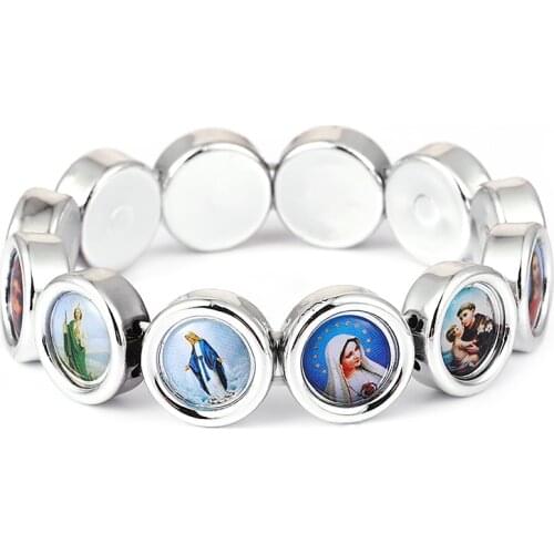 2021 NEW DESIGN 16mm Icon Bracelet JESUS SAINTS Maria Angel Catholic Fashion Religious Jewelry