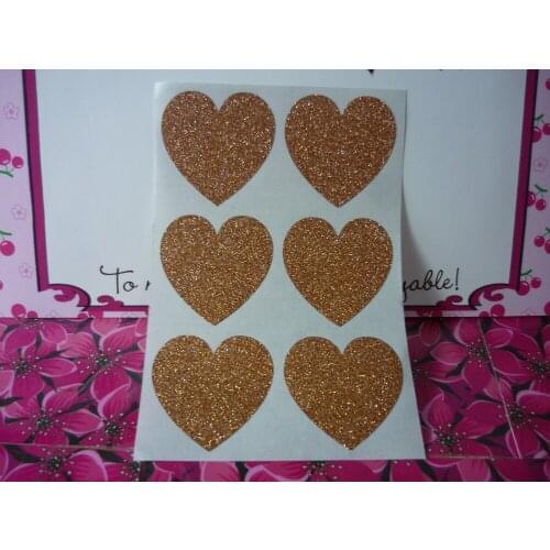 3.8cm Glitter Bronze Gold Heart Stickers