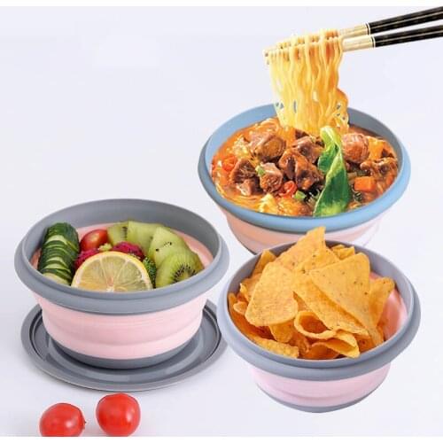 3Pcs/set Portable Folding Collapsible Soup Snack Bowl Outdoor Travel Bowl With Lid Lunch Box Cookware Products Bowl Set