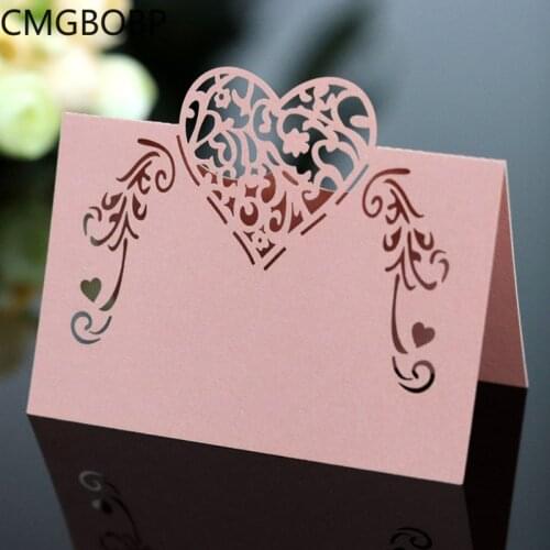 50pcs Laser Cut Heart Flower Shape Place Cards Wedding Name Cards For Wedding Party Table Decoration Wedding Favor