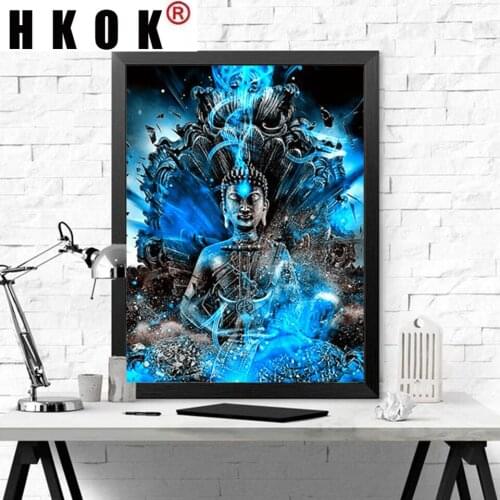 HKOK 5D Diamond Painting Buddha Religion Full Drill Square Diamond Embroidery Sale Cross Stitch Kit Portrait Zen Craft Kit