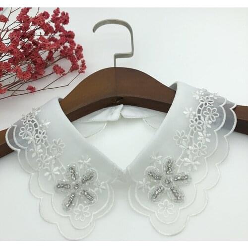 Korean Style Blouse Tops Fake Collar Women Handmade Beading Girls Shirt Detachable Collar Female False Collar Necklace Accessory