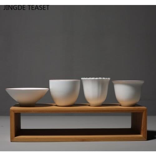 2 pcs/lot Chinese Ceramic Teacup Handmade small Tea Bowl White porcelain Tea set Accessories Master Teacup Personal Single Cup