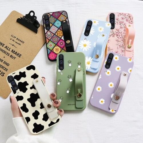 For Samsung Galaxy A50 A50S A30S Cover Flowers Case For Samsung GalaxyA50 GalaxyA50S GalaxyA30S Wrist Strap Holder Fundas Etui