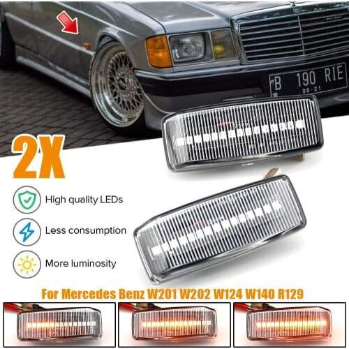 For Mercedes Benz C E S SL CLASS W201 190 W202 W124 W140 R129 Dynamic Blinker Indicator LED Turn Signal Side Marker Light