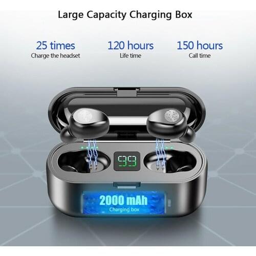 F9-01 TWS Earphones Multi-function High Frequency Technology Wireless Bluetooth Digital Display Stereo with Charging Case