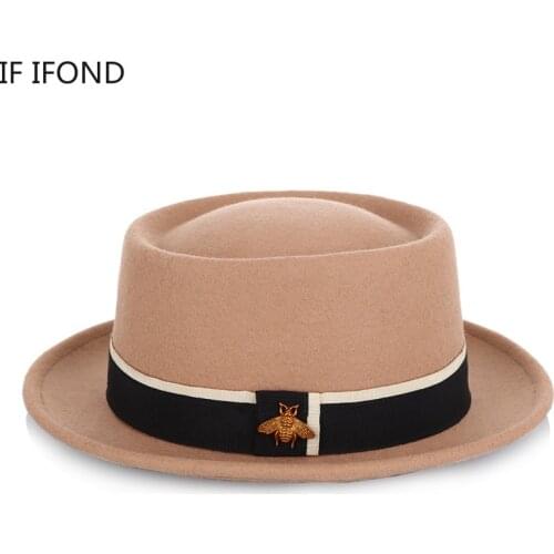100% Wool Wide Brim Fedora Hat Fashion Flat Top Retro Hepburn Felt Hat Women Top Jazz Hat Sombrero Mujer
