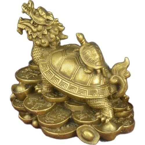 China old Bronze statue decorate Tortoise beasts Feng Shui worship gods