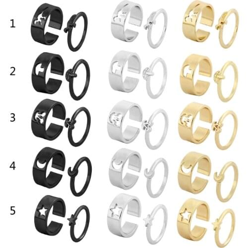 Moon Ring For Women Men Couples Matching Best Friend Trendy Promise Rings Set For Teen Girls Thumb Jewelry
