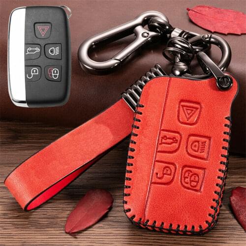 Retro Leather Car Key Fob Case Cover For Land Rover Range Rover Discover Evoque