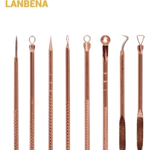 LANBENA Acne Needle Acne Extractor Remover Tool Double Head Needle High Quality Blackhead Blemish Remover Pimple Needle 4pcs/set