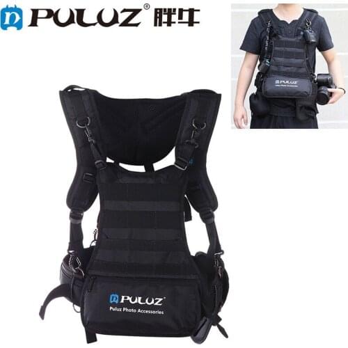 PULUZ Multi-functional Bundle Double Shoulders Padded Strap Waist Belt Holder Holster for Canon Nikon Sony SLR / DSLR Cameras