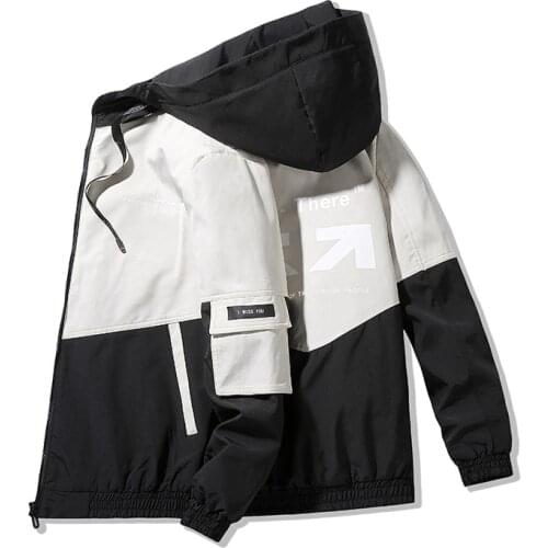 2021 Spring And Autumn Clothes Men Jacket Size 4XL Outwear Hooded Wadded Coat Slim Parka Mens Hooded Fashion Printed Jacket