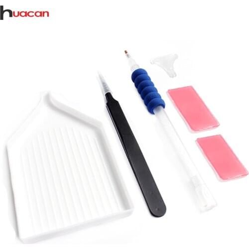 A Quick Paste 9 Drill Diamond Painting Tool Kits Stainless Steel Tweezers Crystal Pen Glue Plastic Tray Pen Head With Stick