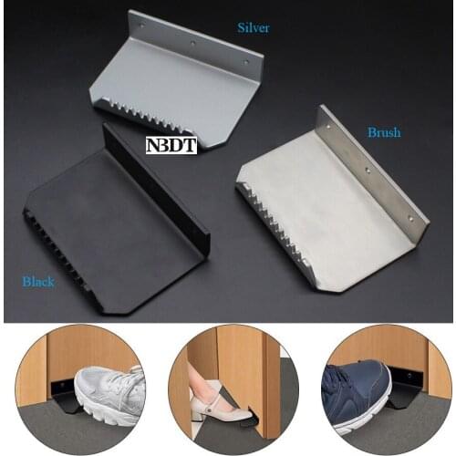 Stainless Steel Hand Free Door Opener Touchless Foot Toe Pull With Saw Teeth Drawer Cabinet Bathroom Doors Black Brush Silver