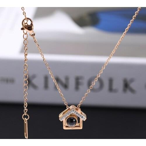 Anti-allergy and non-discoloration, Memory of love 100 languages I love you titanium steel clavicle necklace