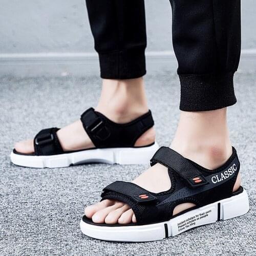 Beach Male Trend Korean Sandals Version Of The Personality Mens Outdoor Slippers Summer Wear A Word Drag Shoes