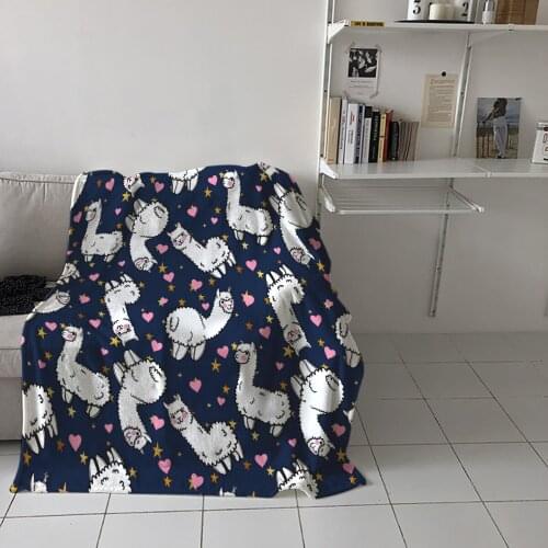 Sofa Throw Blanket Alpaca Love Stars Cartoon Airplane/travel/adult Bedroom on Bed Soft Flannel Blanket Home Textile Decor