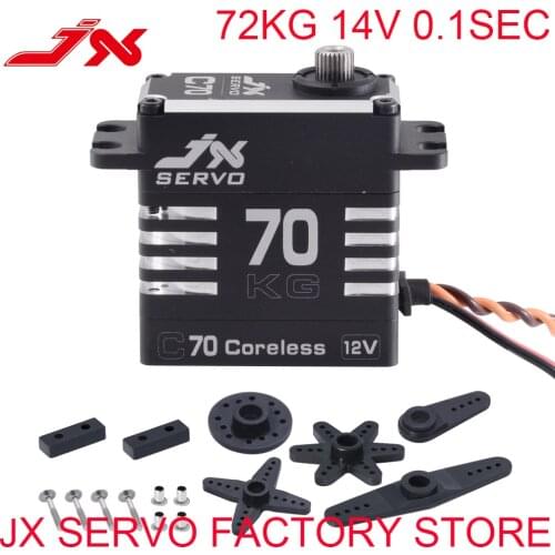 RC Servo JX C70 72KG Coreless Servo14V 0.1sec Steel Gear 180 Degree Full CNC Shell For RC Car Truck Robot Airplane Drone
