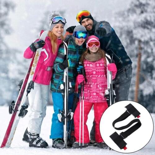 Adjustable Skiing Pole Shoulder Hand Carrier Lash Handle Straps Porter Hook Loop Protecting Black Nylon Ski Handle Strap Bags