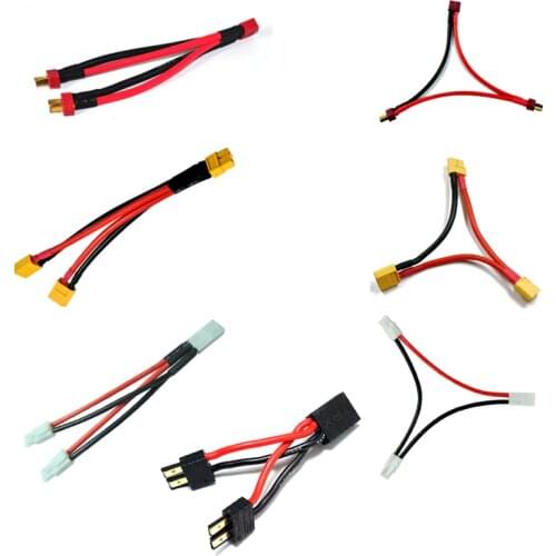 Amass T XT60 Tamiya TRX XT90 EC3 EC5 plug Parallel Series One female to 2 male leads 12awg silicone wire Deans For Lipo Battery